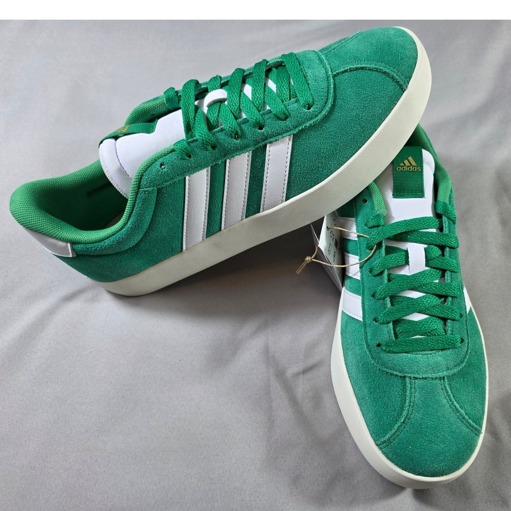 Adidas VL Court 3.0 Sneakers Women 10 Green Suede Platform JP5324 NWOB